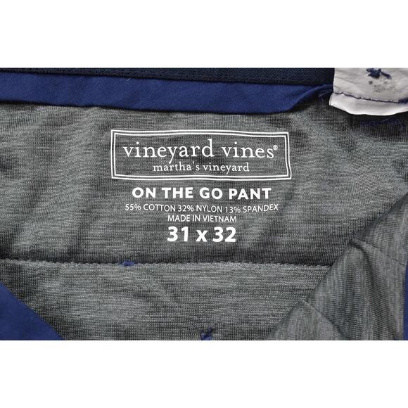 Vineyard Vines On The Go Blue Stretch Pants Regular Size 31x32 Golf Stretch - Picture 8 of 8